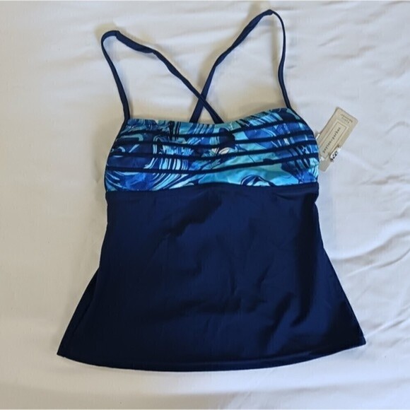 Peyton and Parker Navy Blue Tankini Top Size Small - Picture 1 of 6